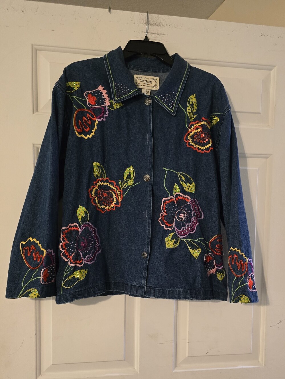 Tantrums Embroidered Floral Denim Jacket - Multi Color